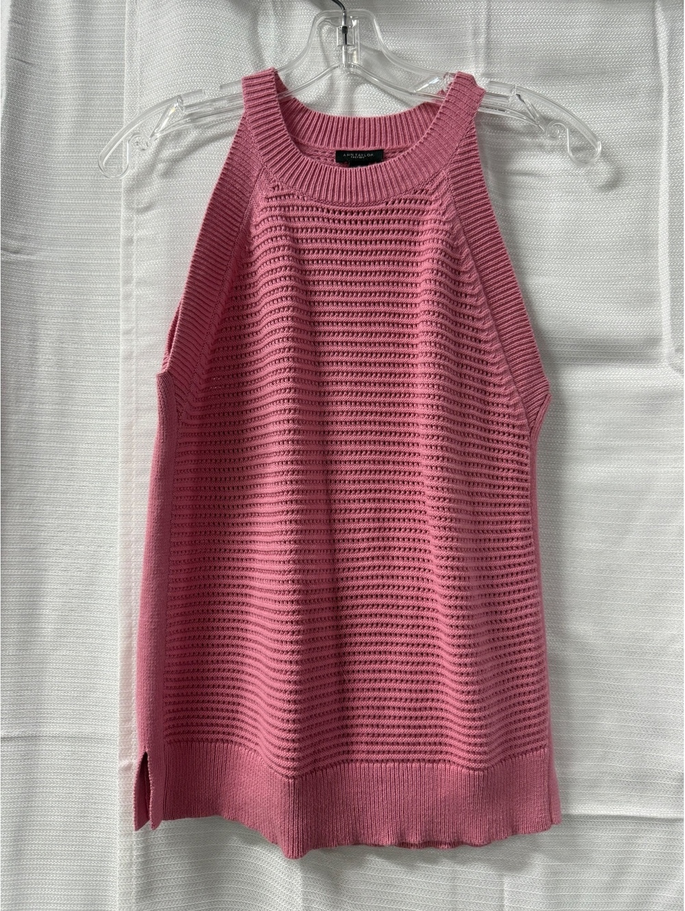 Ann Taylor Factory Pink Knit Sleeveless Sweater Tank Top Medium